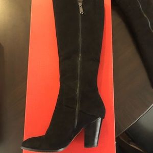 Donald Pliner black suede leather knee-high boots